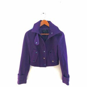 BCBG MaxAzria Cropped Cashmere Coat Purple XXS